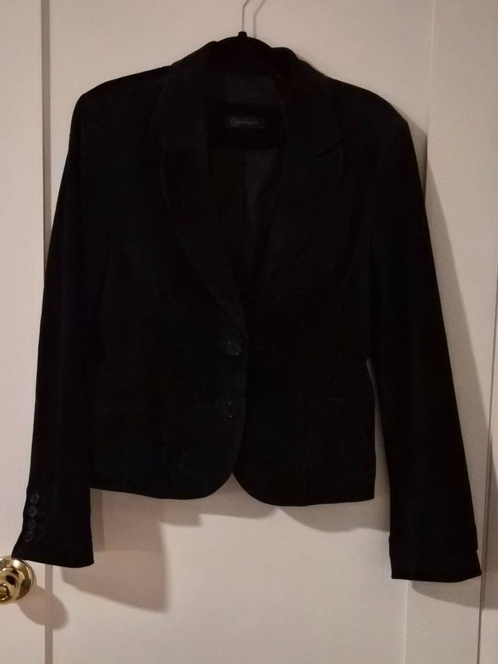 Vintage Context Black 100% Real Suede Leather Blazer Jacket Large Y2K 90s